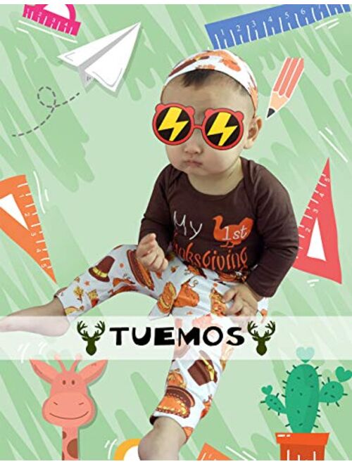 Newborn Baby Girl Boy Thanksgiving Clothes Daddy's Mommy's Little Turkey Romper+Pumpkin Pants + Headband & Hat Outfits Set