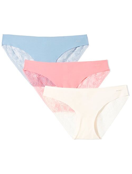 Amazon Brand - Mae Women's Sueded Lace Back Brazilian Underwear, 3 Pack