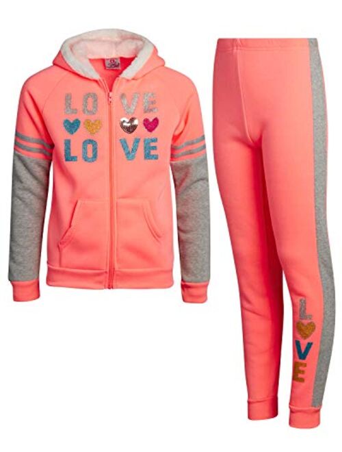 Real Love Girls 2-Piece Sherpa Lined Hoodie Jog Set