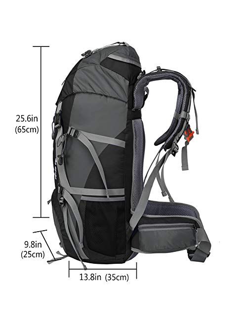 Loowoko Hiking Backpack 50L Travel Camping Backpack with Rain Cover