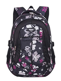 JiaYou Girl Flower Printed Primary Junior High University School Bag Bookbag Backpack