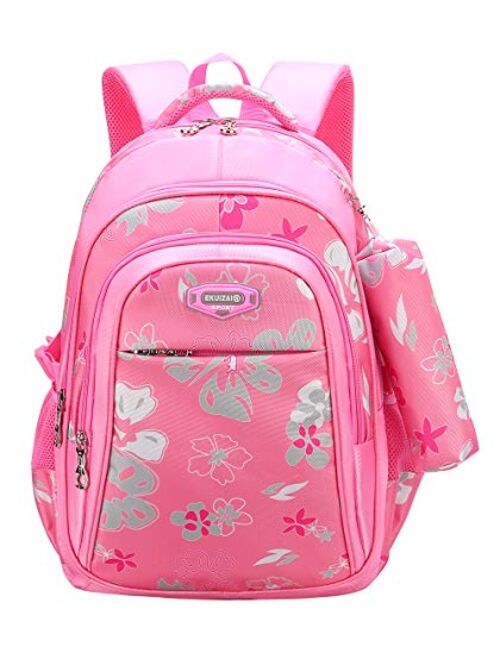 JiaYou Girl Flower Printed Primary Junior High University School Bag Bookbag Backpack 