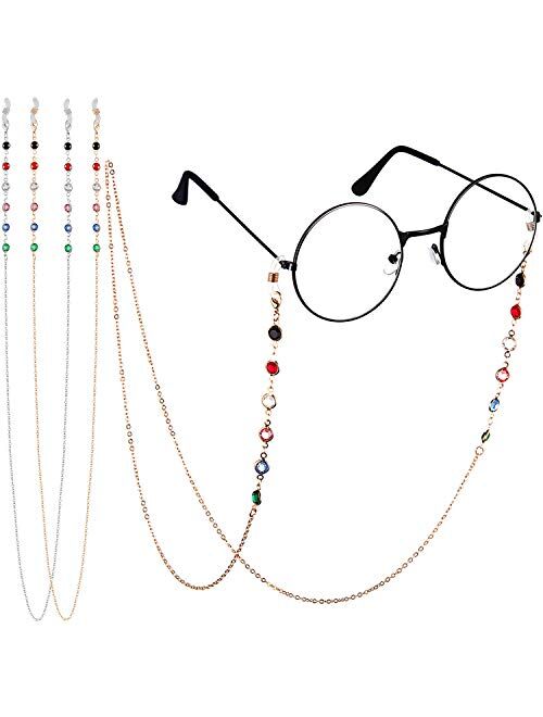 2 Pieces Beaded Eyeglass Chains for Women Colorful Beaded Sunglasses Chain Reading Eyeglasses Holder Strap Cord Lanyard Eyewear Retainer