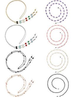 8 Pieces Eyeglasses Chains Beaded Sunglasses Strap Holder Elegant Eyewear Retainer Chain, 8 Styles