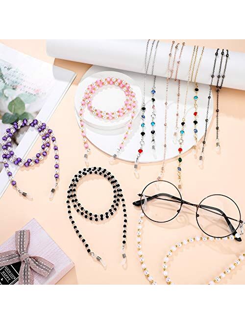 8 Pieces Eyeglasses Chains Beaded Sunglasses Strap Holder Elegant Eyewear Retainer Chain, 8 Styles