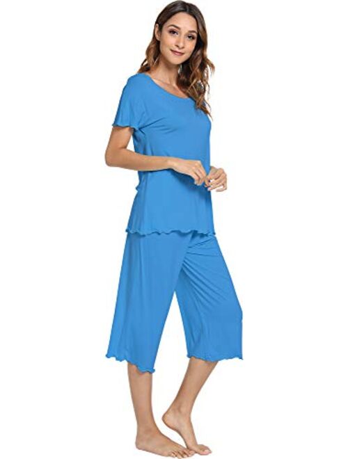 WiWi Womens Bamboo Pajama Shorts Soft Casual Boxer Sleepwear Lightweight Sleep Bottoms Plus Size Shorts S-4X