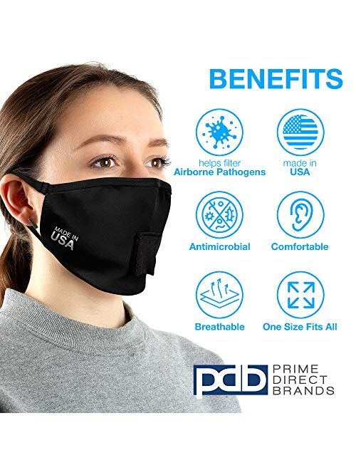 Reusable Face Mask with Straw Hole for Drinking USA Made Washable Face Mask with Drinking Straw Hole Antimicrobial Straw Hole Face Mask for Nose and Mouth - Made in The U