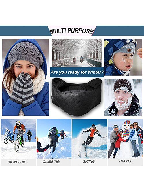 KIVETAI Half Face Mask Mouth Masks with Earmuffs Anti Dust Anti Haze Windproof Ski Mask Keep Warm for Winter Outdoor Sports and Activities
