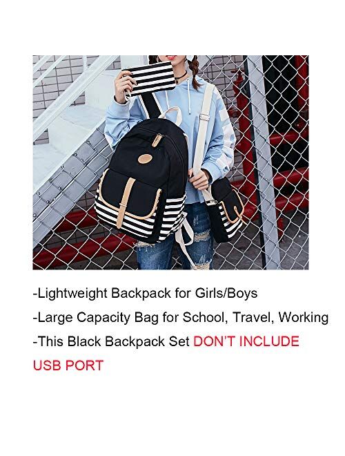 FLYMEI Canvas Backpack, College Bookbag for Teen Girls/Women, Lightweight Shoulder Bag, Laptop Bag