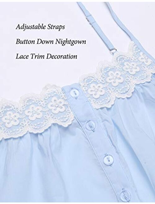 Ekouaer Sleepwear Sleeveless Nightgown Cotton Sleep Dress Victorian Sleepshirt Strap Gown for Women S-XXL