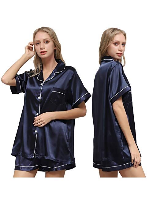 Ladieshow Women's Silk Satin Pajama, Ladies Pajamas Set Soft, Sleepwear Set