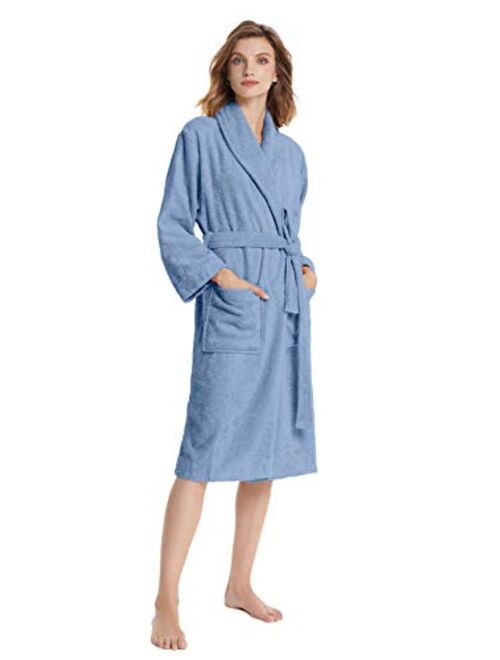 SIORO Terry Cloth Robes for Women Cotton Towel Bathrobe Soft Shower Robe Long Shawl Collar Loungewear S-XL