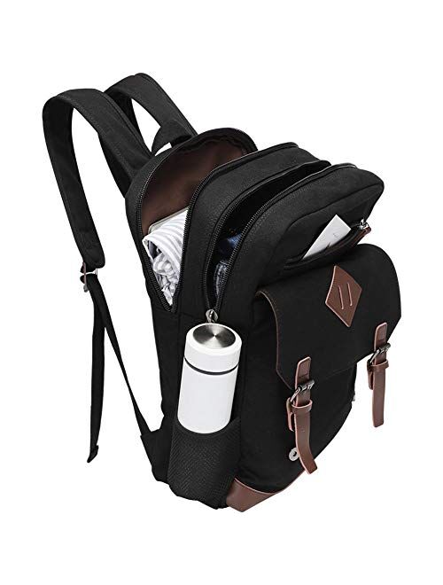 Modoker Vintage Backpack for Men Women, Canvas Bookpack Fits Most 15.6 Inches Computer and Tablets
