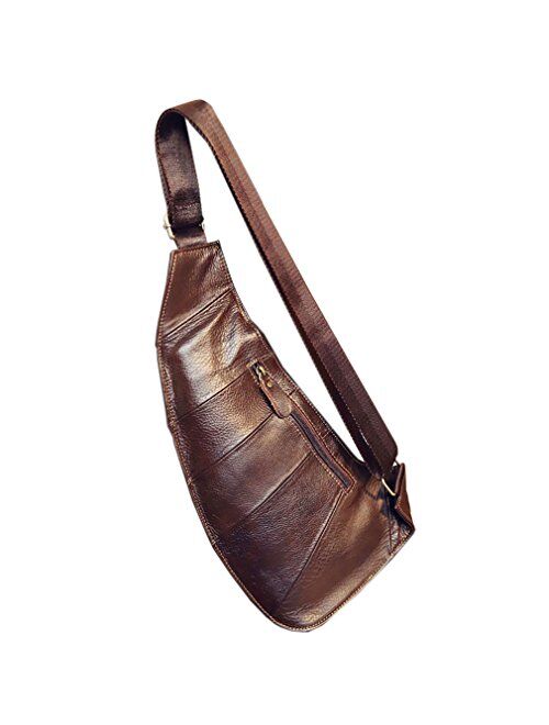 Men Leather Sling Bag Crossbody Backpack Casual Shoulder Chest Day Pack Daypack