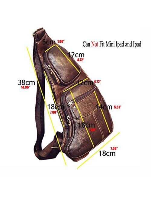 Leather Sling Bag Casual Backpack for Men Women Crossbody Shoulder Chest Day Pack Outdoor Travel Sports Camping Hiking Tactical Daypack