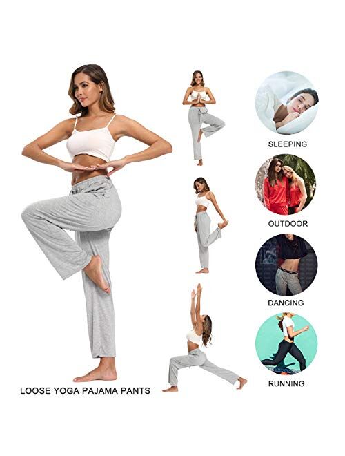 fitglam Women's Lounge Pants, Loose High Waist Yoga Pants, Drawstring Pajama Bottoms with Pockets
