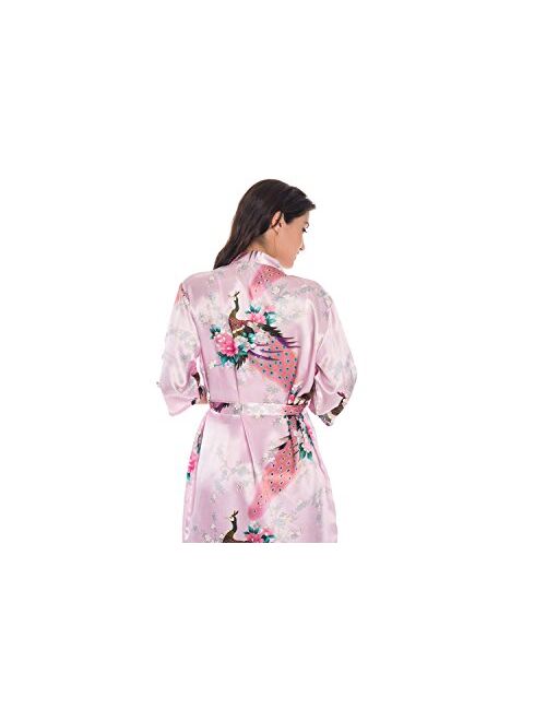 Women's Satin Floral Nightgown Loungewear Nightdress Camisole Robe 2PC Sleepwear Set