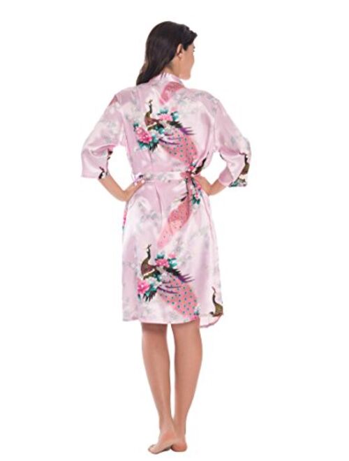 Women's Satin Floral Nightgown Loungewear Nightdress Camisole Robe 2PC Sleepwear Set