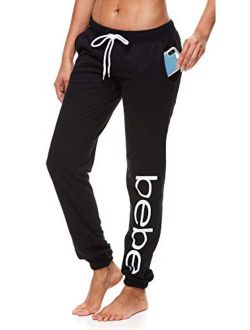 bebe Womens French Terry Jogger Lounge Sleep Sweatpants Pajamas