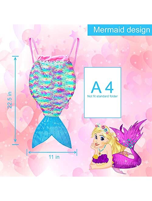 Mermaid Bag, Sequin Drawstring Reversible Bags Gifts for Girls