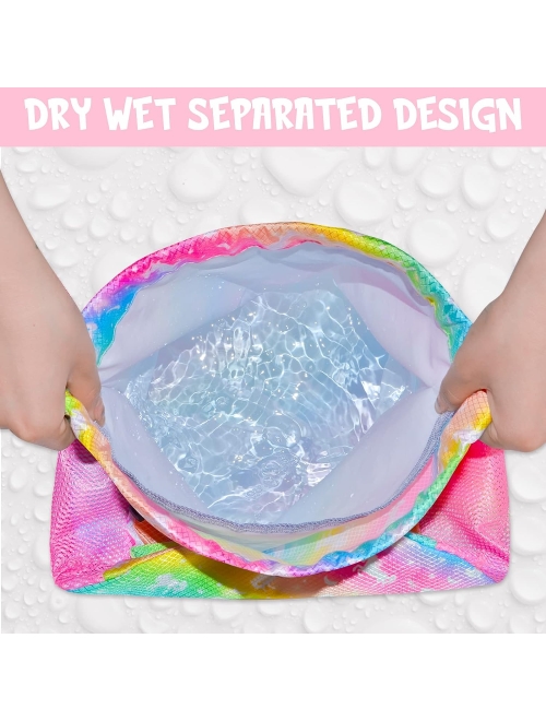 AuSleti Waterproof Drawstring Bag, Waterproof Backpack, Gym Bag Sackpack Sports Backpack for Kids Girls, Rainbow Unicorns Gifts for Girl Drawstring Backpack