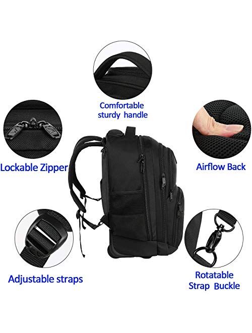 Rolling Backpack, Matein Waterproof College Wheeled Travel Backpack
