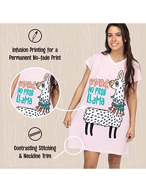 Lazy One V-Neck Nightshirts for Women, Animal Designs