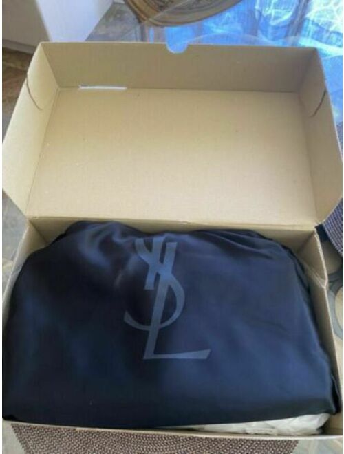 Yves Saint Laurent Classy!* NWT YSL Saint Laurent Monogram Leather Clutch Pouch Bag Handbag In Blue