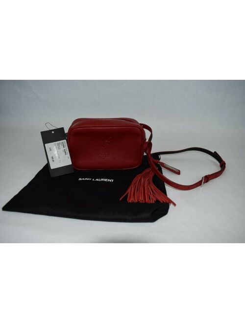 Yves Saint Laurent NEW! $850 Authentic YSL Saint Laurent Lou Smooth Leather Belt Bag Red Tassels