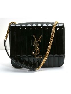 Black Patent Vicky Crossbody Handbag Gold Monogram YSL Bag