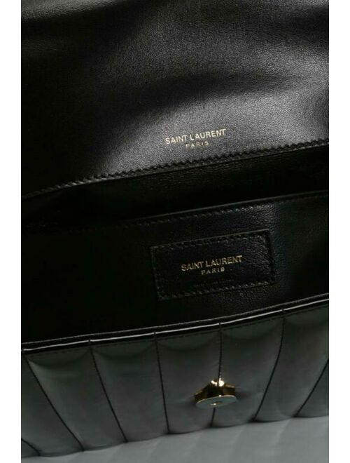 YVES SAINT LAURENT Black Patent Vicky Crossbody Handbag Gold Monogram YSL Bag