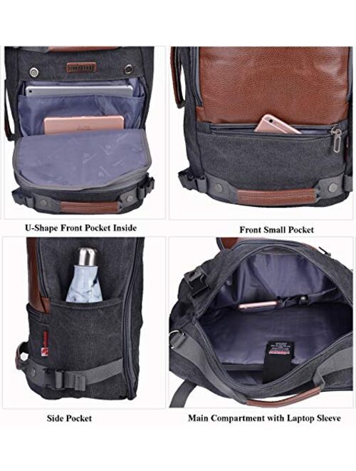 WITZMAN Men Travel Backpack Canvas Rucksack Vintage Duffel Bag