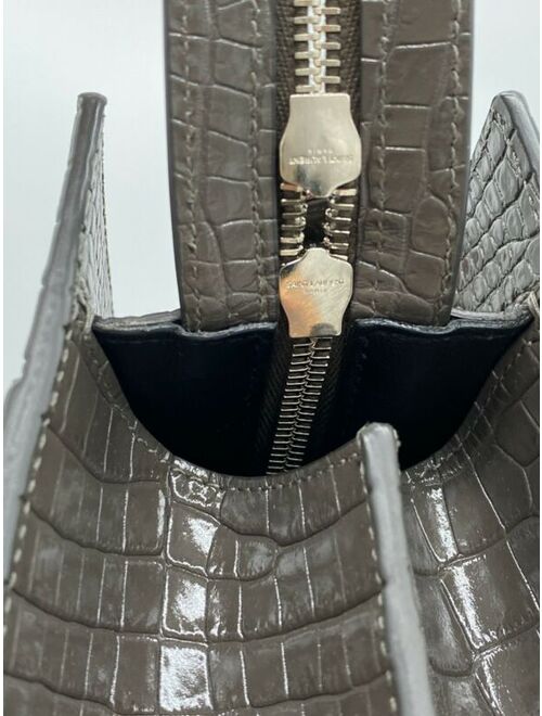 Yves Saint Laurent AUTH NWT $2750 Saint Laurent Medium Cabas Uptown Croc Embossed Leather Satchel