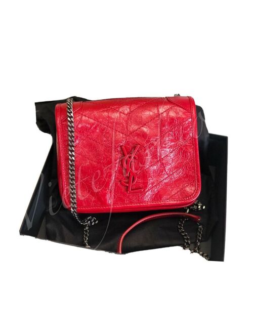 Yves Saint Laurent NWT $1450 Saint Laurent YSL Red Mini Niki Leather Crossbody Bag