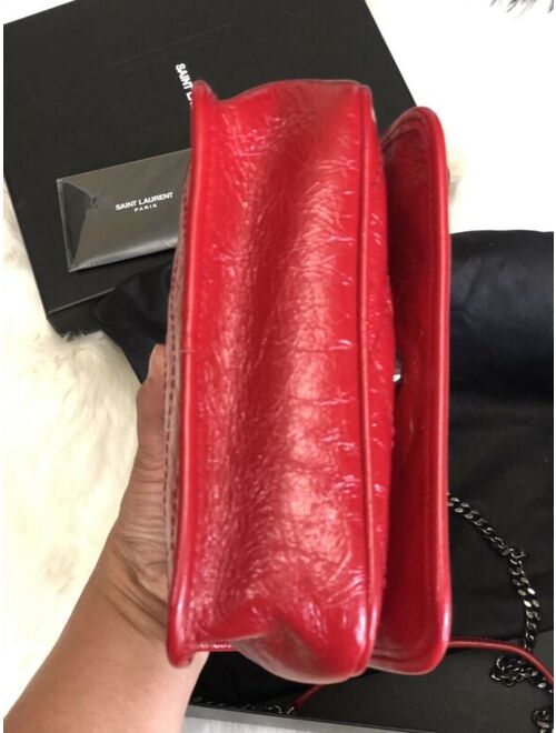 Yves Saint Laurent NWT $1450 Saint Laurent YSL Red Mini Niki Leather Crossbody Bag
