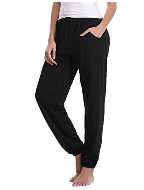Abollria Women's Cotton Pajama Pants Stretch Lounge Pants with Pockets Pajama Bottoms