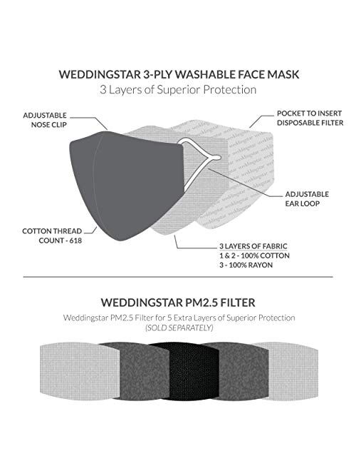 Weddingstar Washable Cloth Face Mask Reusable and Adjustable - Colorful Designs