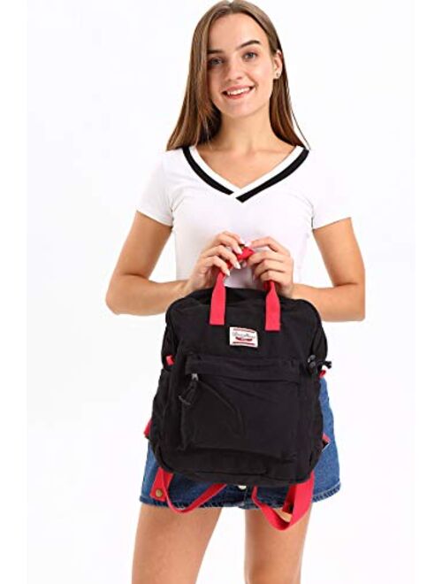 LuckyZ Backpacks Womens Casual Style Lightweight Cloth Canvas Backpack School Bag Travel Daypack Medium Handbag Purse