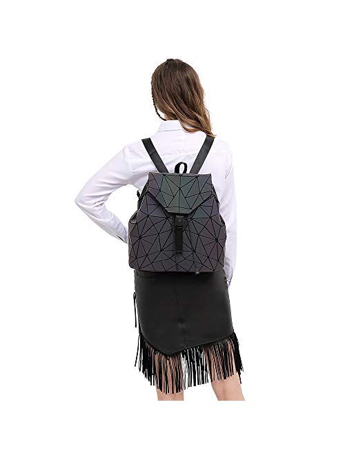 DIOMO Geometric Lingge Women Backpack Luminous Flash Mens Travel Shoulder Bag Rucksack