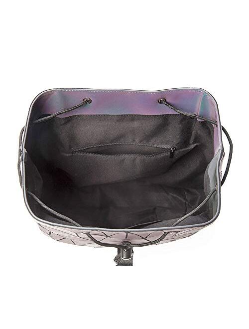 DIOMO Geometric Lingge Women Backpack Luminous Flash Mens Travel Shoulder Bag Rucksack