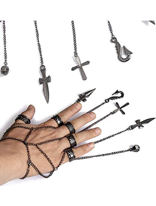HXH Kurapika Cosplay Chains Five Finger Rings Adult Kurapika Bracelet for Christmas