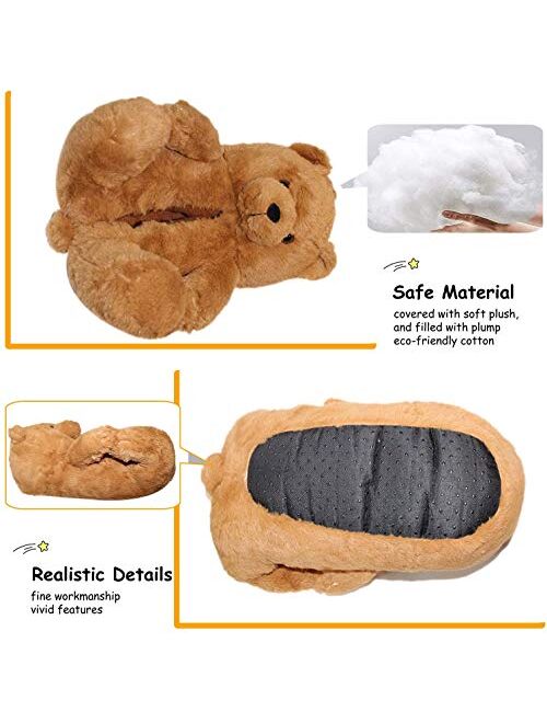 Regg Teddy Bear Slippers, Home Indoor Soft Anti-Slip Faux Fur Cute Slippers