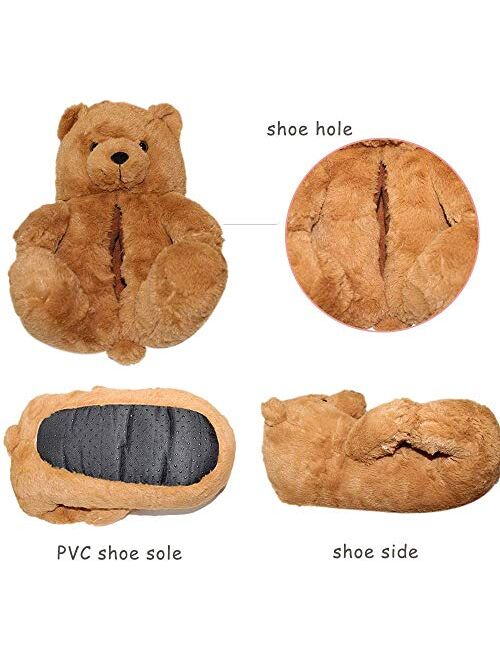 Regg Teddy Bear Slippers, Home Indoor Soft Anti-Slip Faux Fur Cute Slippers
