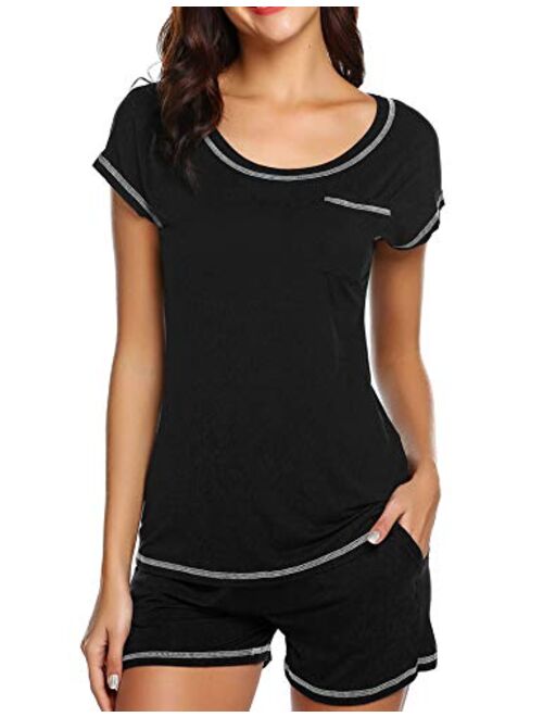 Ekouaer Women Pjs Sets Short Sleeve T Shirt and Shorts Pajamas Sleepwear Set Loungewear S-XXL