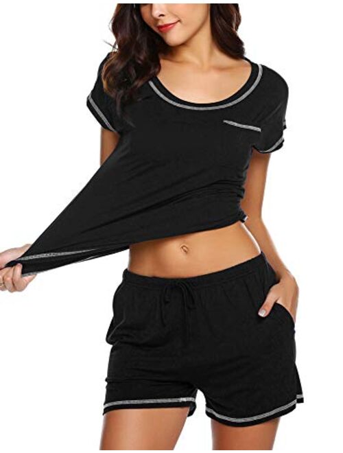 Ekouaer Women Pjs Sets Short Sleeve T Shirt and Shorts Pajamas Sleepwear Set Loungewear S-XXL