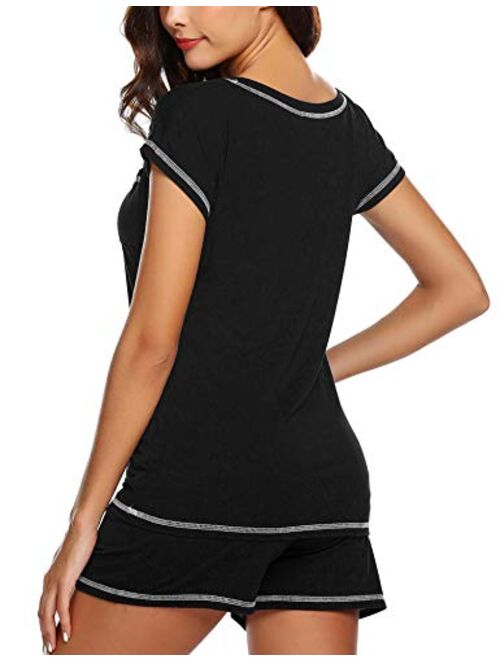 Ekouaer Women Pjs Sets Short Sleeve T Shirt and Shorts Pajamas Sleepwear Set Loungewear S-XXL