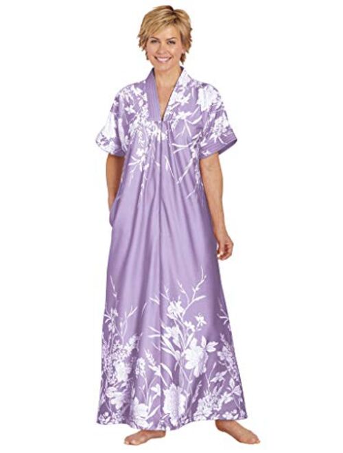 AmeriMark Womens Long Length Caftan - Hawaiian Muu Muu Night Gown with Pocket