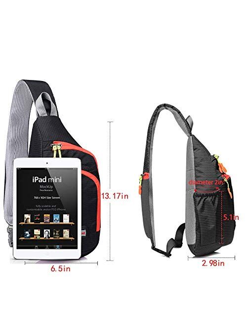 Lecxci Outdoor Chest Sling Bag Lightweight Waterproof Backpack for Kid/Man/Women 