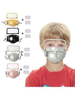 4Face Mas Bandanas Cotton With 8 Washable Reusable Face,Detachable Eye Protection Replaceable Filters Haze Dust Face Health for Kids