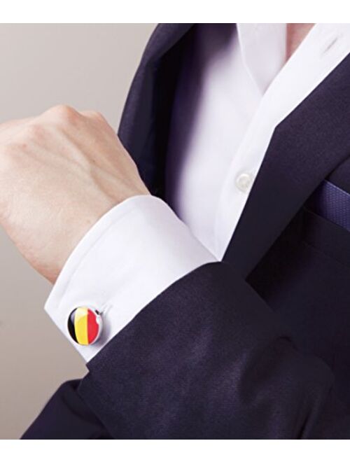 BUTTONCUFF World Flag Button Covers - Imitation Cuff Links for Any Shirt, Jacket or Collar